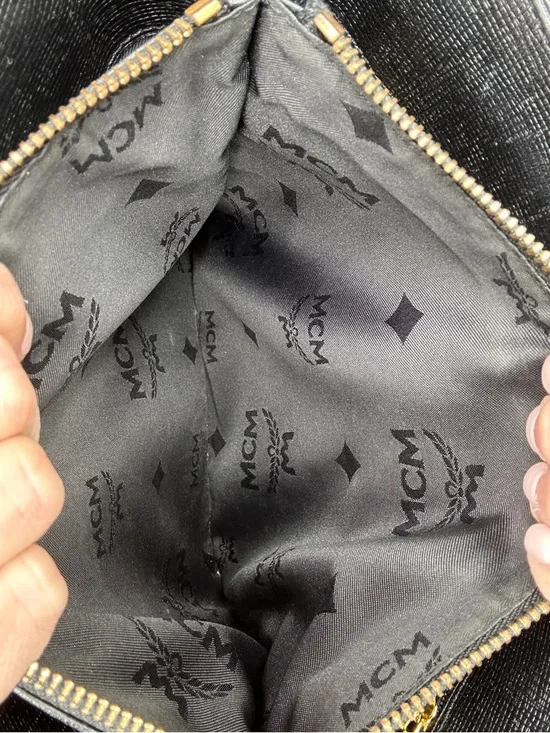 MCM Leather Bucket Tote Black Gold Hardware Structured Mini Tote Luxury Vintage - Picture 15 of 16